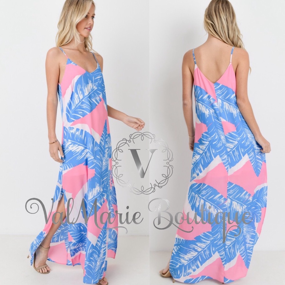 SZ S LAST 1! Let’s Escape palm leaf maxi dress - Picture 4 of 4